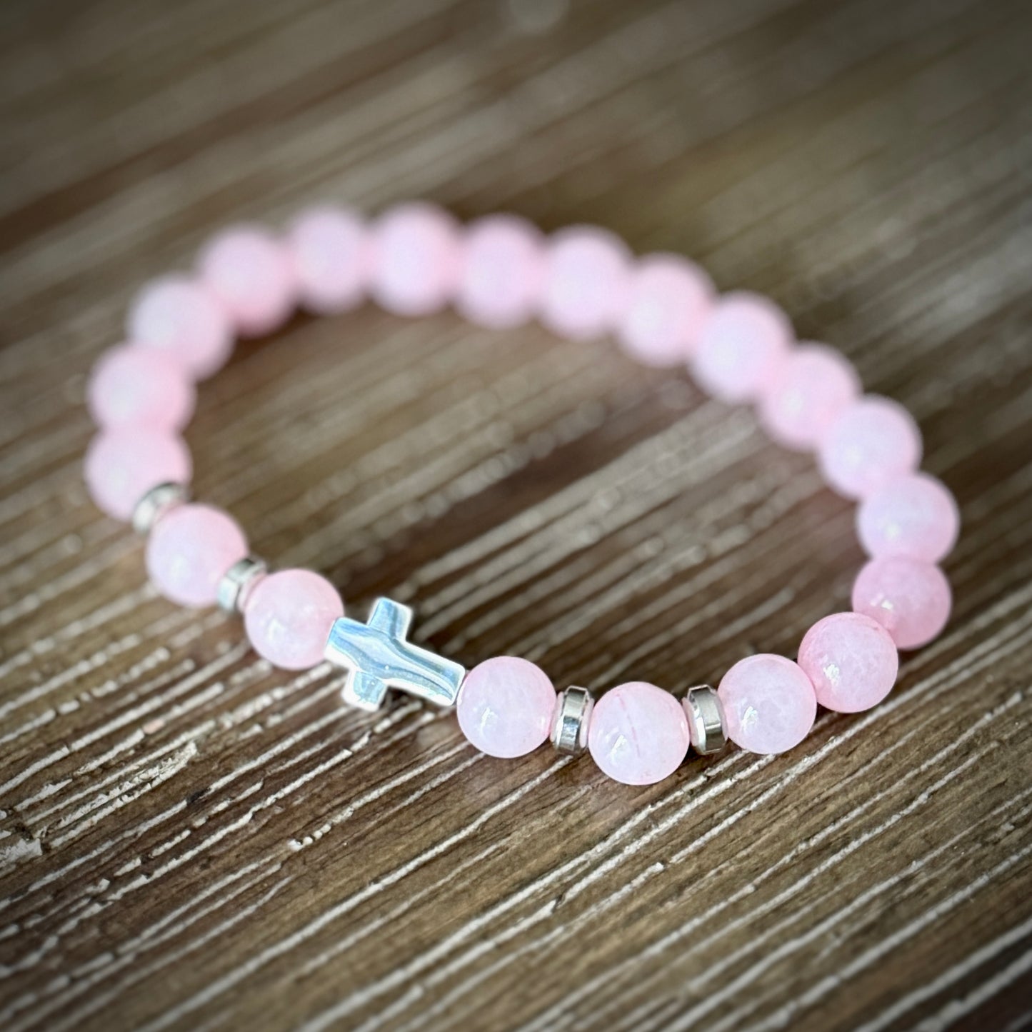 Jewelry - Rose Quartz Bracelet with Cross